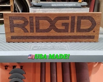 Ridgid Wall Sign Decor/Garage Shop Woodshop wooden engraved sign/Wall Art/Made from Reclaimed Brazillian Hardwood Eco Friendly USA Made