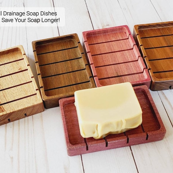 Soap Dish/Soap Saver Brazilian Hardwood With Soap Recess And Drain Slots Handmade Reclaimed Wood Bath Soap/ Eco Friendly USA Made