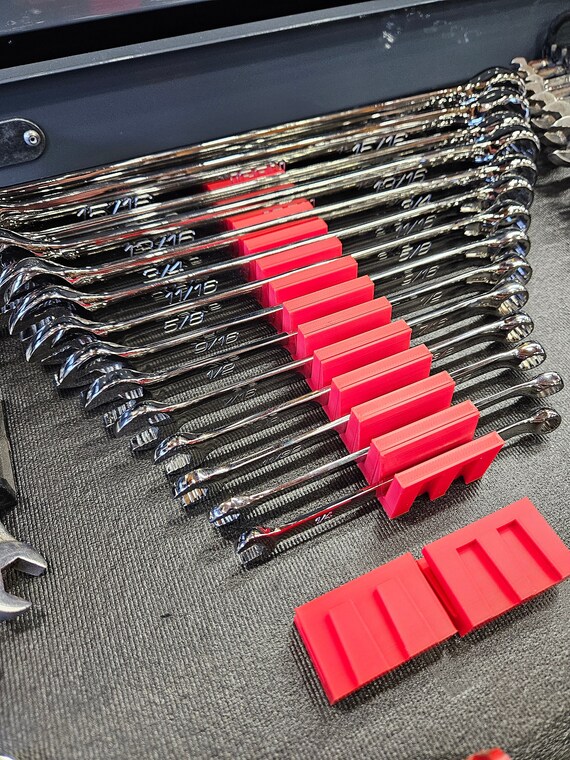 JSP 11-Tool Portable Wrench Gripper Organizer Tray | Red Plastic Tool Holder For Toolbox