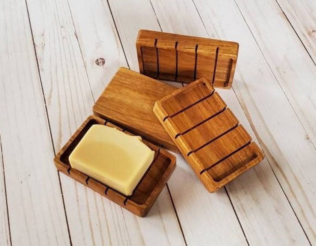 Oak Soap Dish With Soap Recess and Drain Slots Handmade Etsy