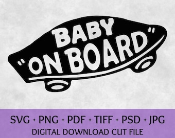 Baby On Board Skateboard | Instant Digital Download