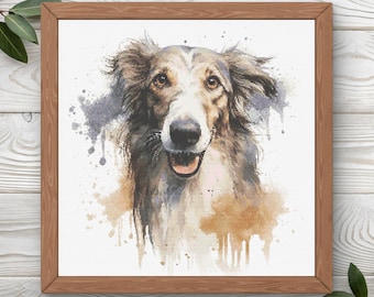 Borzoi kruissteekpatroon | 300 x 300 | Directe PDF-download