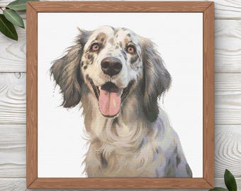 English Setter Cross Stitch Pattern | 300 x 300 | Instant PDF Download
