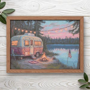 Korsstygnsmönster med vintage-campingvagn | 300 x 214 | Direkt PDF-nedladdning