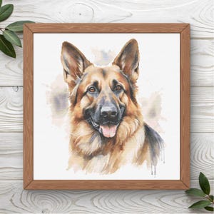 Schema per punto croce di un pastore tedesco / 300 x 300 / Download PDF immediato