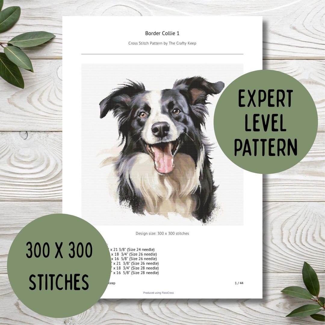 Border Collie Cross Stitch Pattern | XL Pattern | Instant PDF Download ...