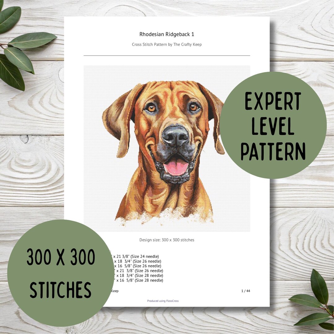 Rhodesian Ridgeback Cross Stitch Pattern | XL Pattern | Instant PDF ...