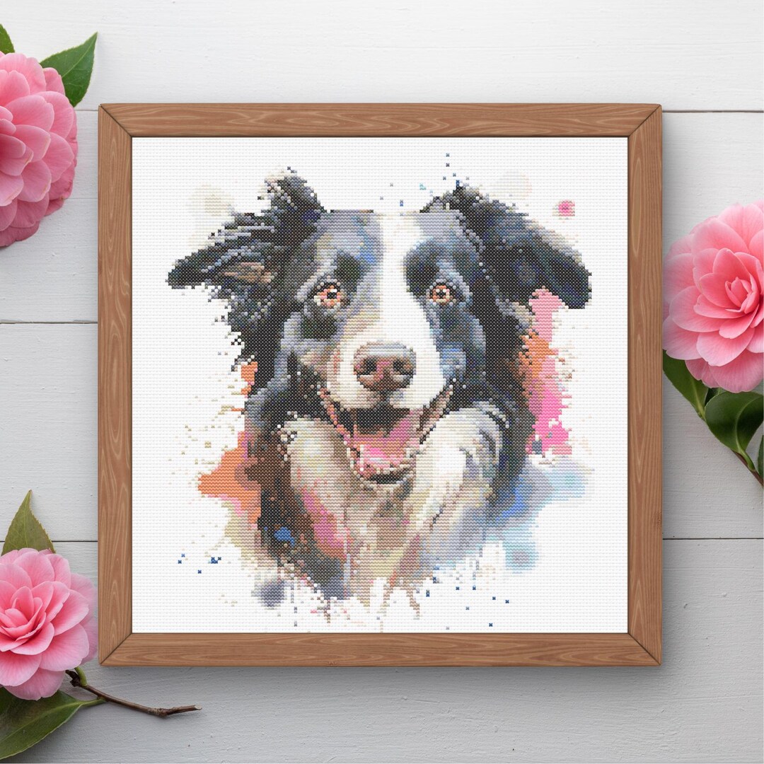 Border Collie Cross Stitch Pattern | 150 X 150 | Instant PDF Download ...