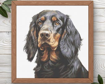 Gordon Setter Cross Stitch Pattern | 300 x 300 | Instant PDF Download