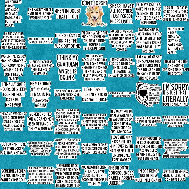 Text Based Sticker Bundle | SVG PNG JPEG Instant Download | Stickers ...