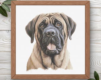 English Mastiff Cross Stitch Pattern | 300 x 300 | Instant PDF Download