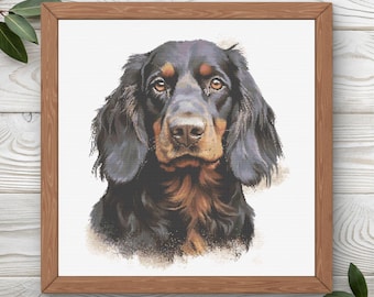 Gordon Setter Cross Stitch Pattern | 300 x 300 | Instant PDF Download