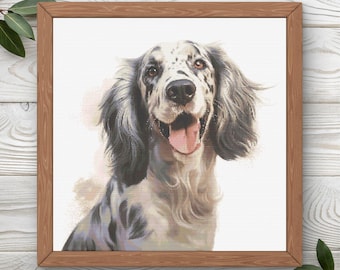 English Setter Cross Stitch Pattern | 300 x 300 | Instant PDF Download