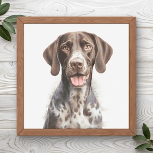 German Shorthair Pointer Cross Stitch Pattern | 300 x 300 | Instant PDF Download
