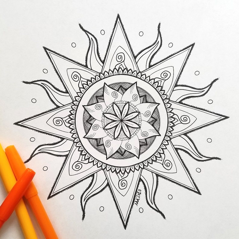 Printable Coloring Page Instant Download-/'Sunny/'