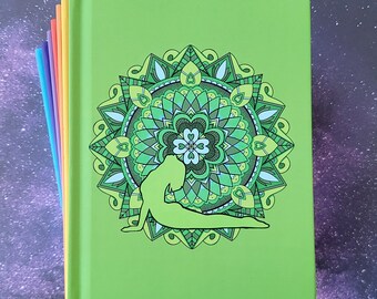 Heart Chakra Hardcover Matte Journal, Yoga Mandala, Ruled Line, Blank Notebook, Balance Your Chakras