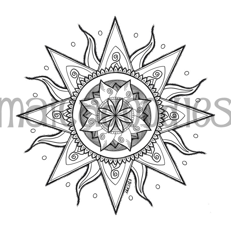 Printable Coloring Page Instant Download-/'Sunny/'