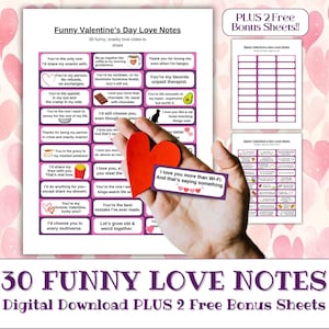 30 Funny Love Notes + Bonus Blank Notes and Sappy Love Notes, Printable Love Notes for Your Boo, Valentines Day Love Notes, Instant Download