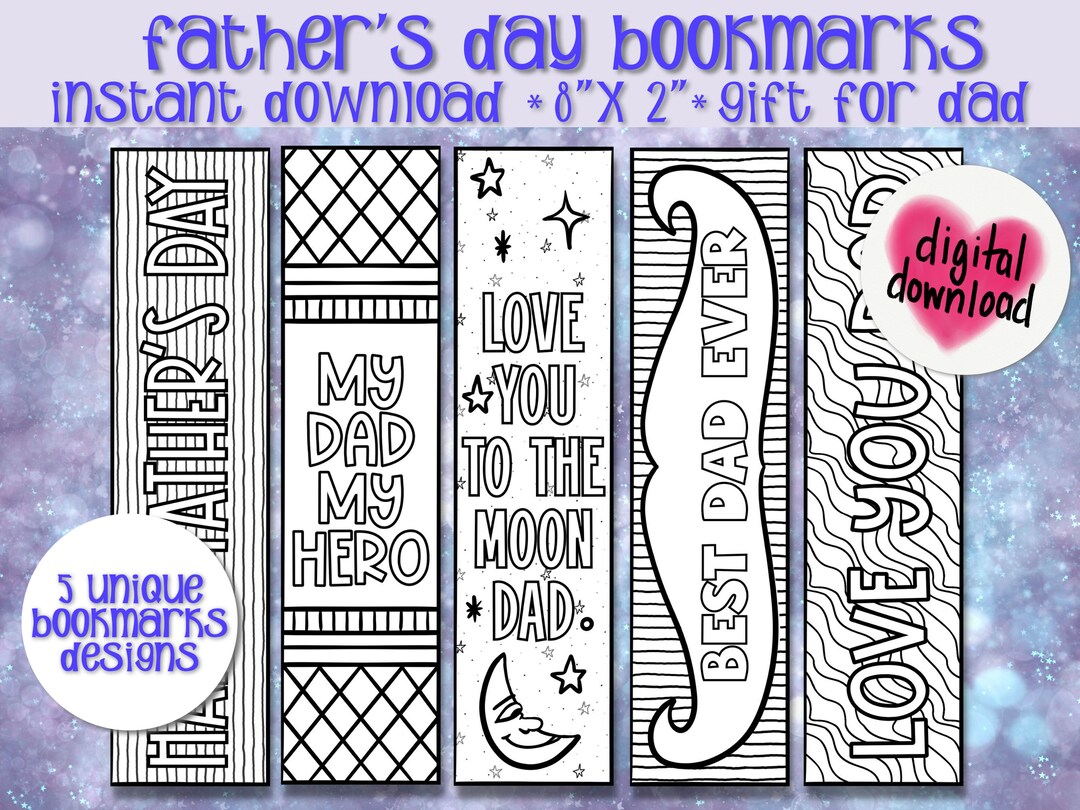 Printable Father's Day Bookmarks, Print at Home, DIY Father's Day ...