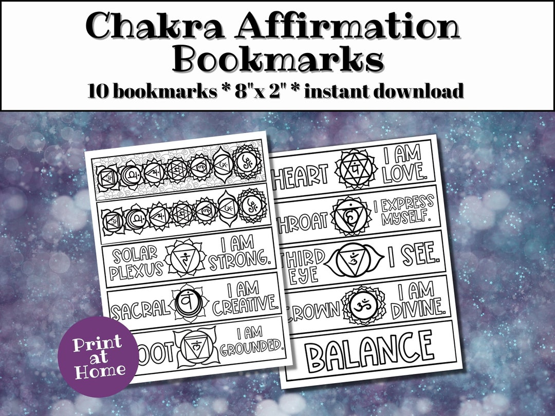 Chakra Bookmark Set, 10 Unique Designs, Instant Download, Print at Home ...