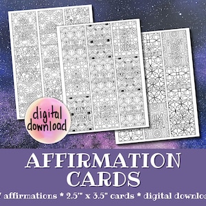 Affirmation Cards, Encouragement Cards, Mindfulness Cards, Manifestation Cards, Motivational Cards, Digital Download, DIY Adult Coloring