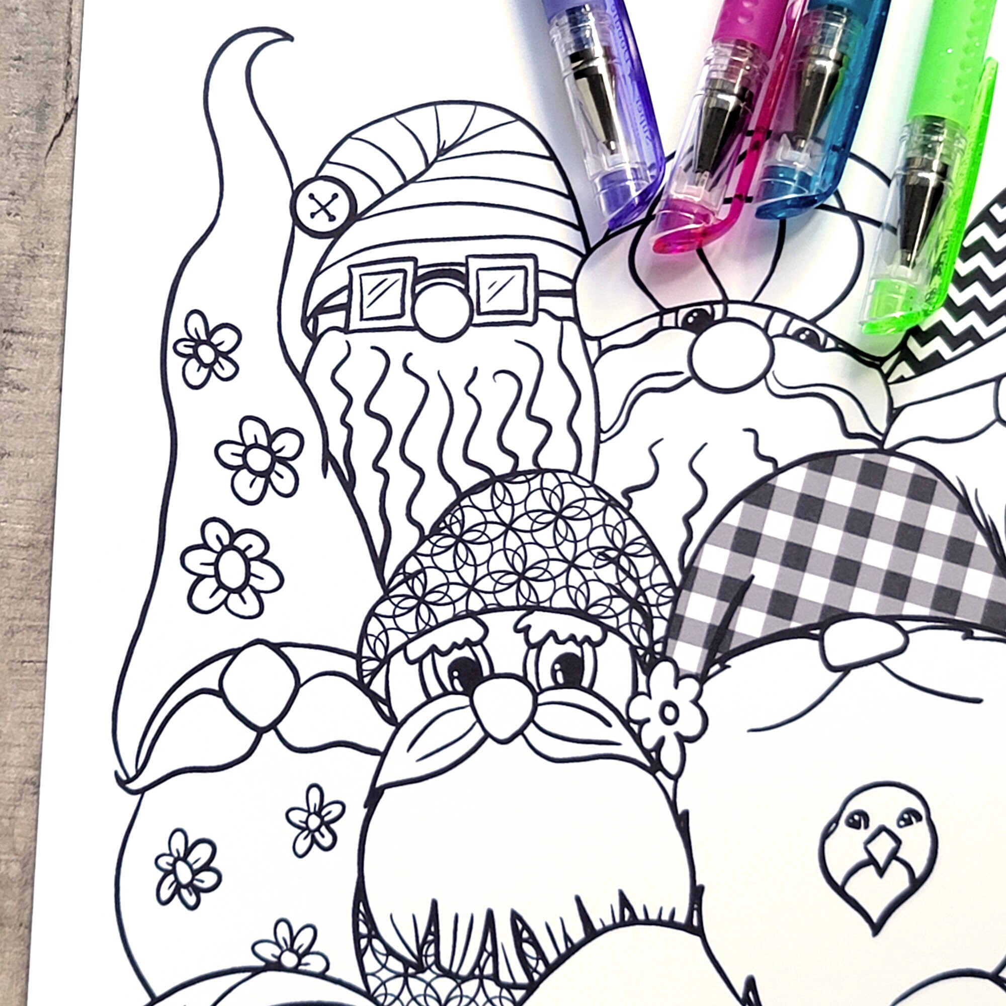 Coloring Page 'gnomes' Instant Download Print at Home Color and ...