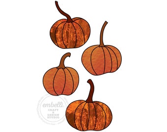 Pumpkin Patch Set Stained Glass Template Design PDF Instant Download