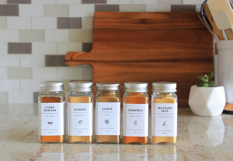 printable minimalist spice labels 40 pack digital download etsy