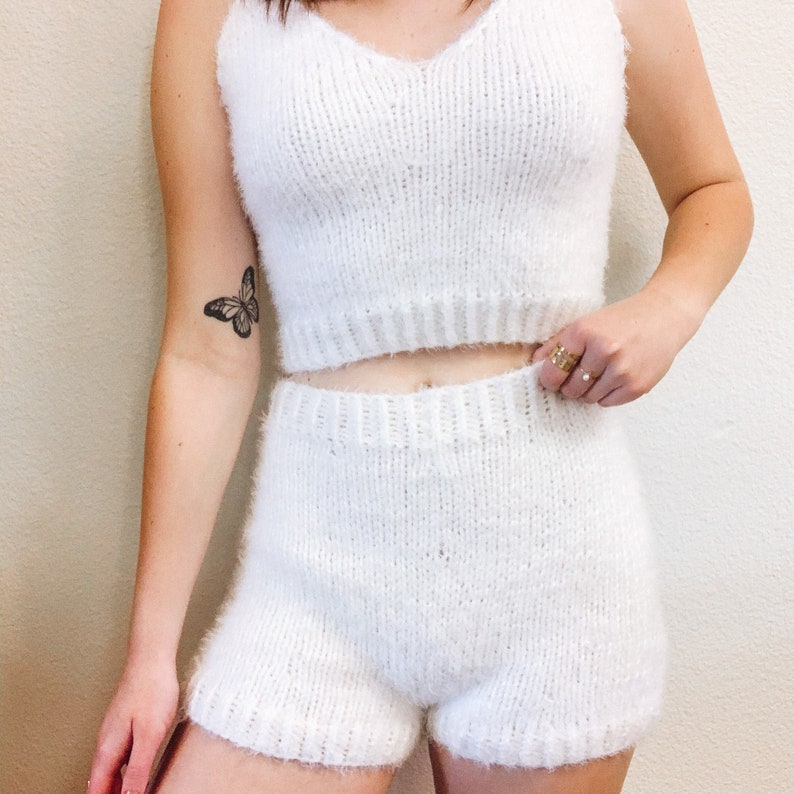 Knitting Pattern Lana Lounge Set Knit Top and Shorts Set Etsy UK