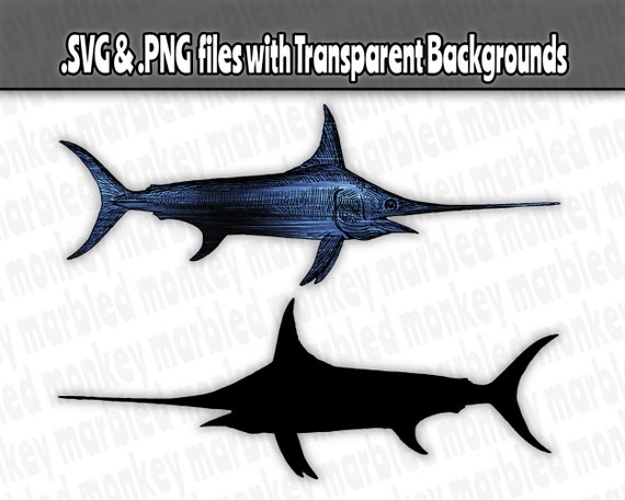Download Swordfish Clip Art Set Of 2 Line Art Swordfish Svg And Etsy