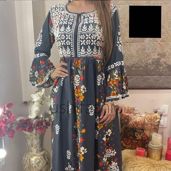 Weiche Rayon Printed Kurta mit Stickerei Arbeit mit Palazo Set 2-teiliges Set für Frauen