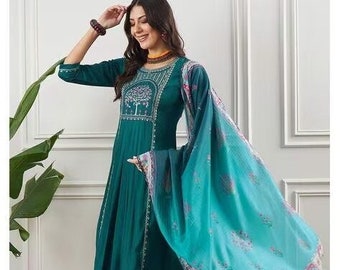 Ensemble 3 pièces kurta en coton avec dupatta pour femme