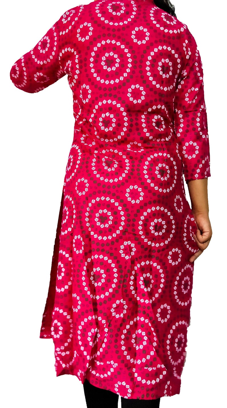 Women/'s Kurti 100/% Cotton Blend Straight Kurti Jaipuri Printed Women/'s Cotton Printed Kurta Pink Rounded print