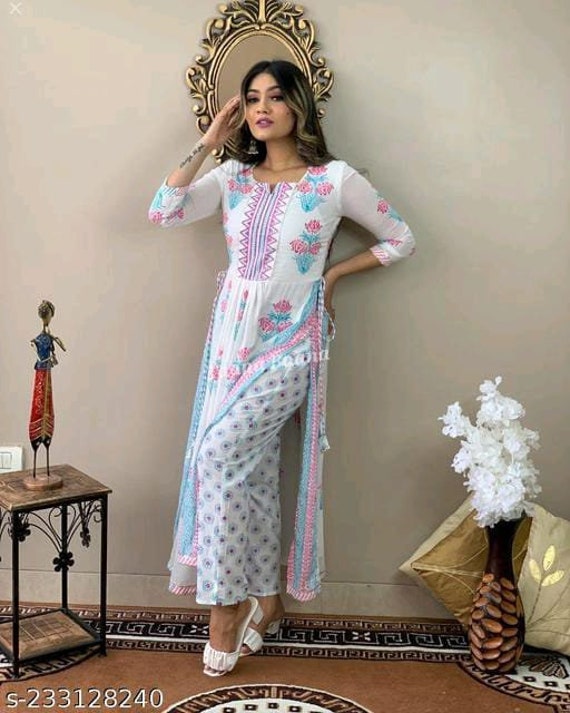 Abhishti Cotton Silk Kalidar Princess cut flared kurta Set