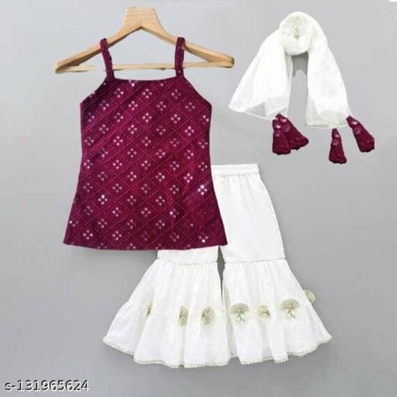 Exclusive Multicolored MIX Cotton Kurta Set for Girls 3 Pc Kurta