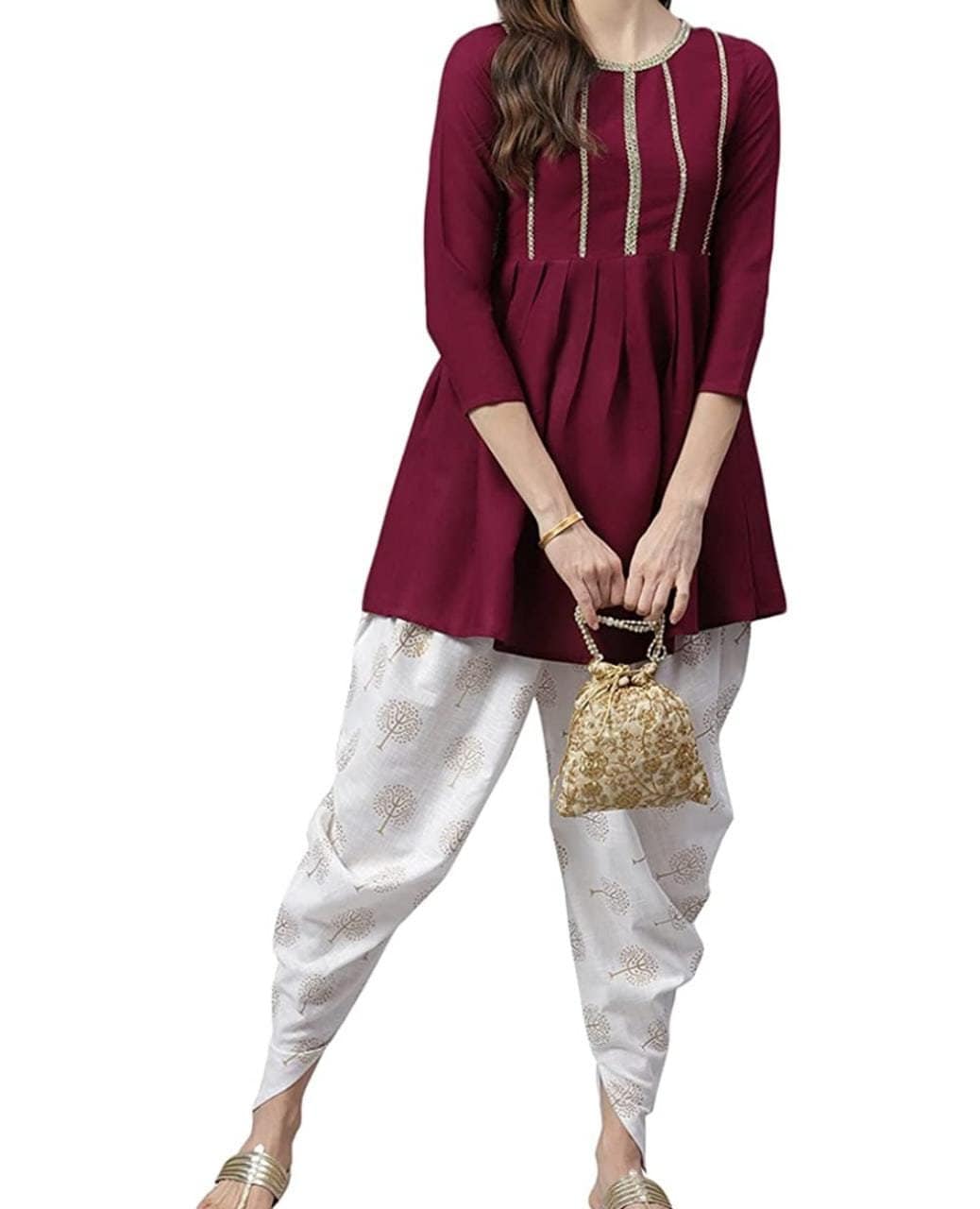 Gorgeous Designer Mix Cotton Kurti One Piece for Women Purple Color (Size  38)