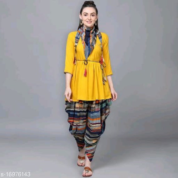 Short kurti with dhoti style pant : Amazon.in: Fashion