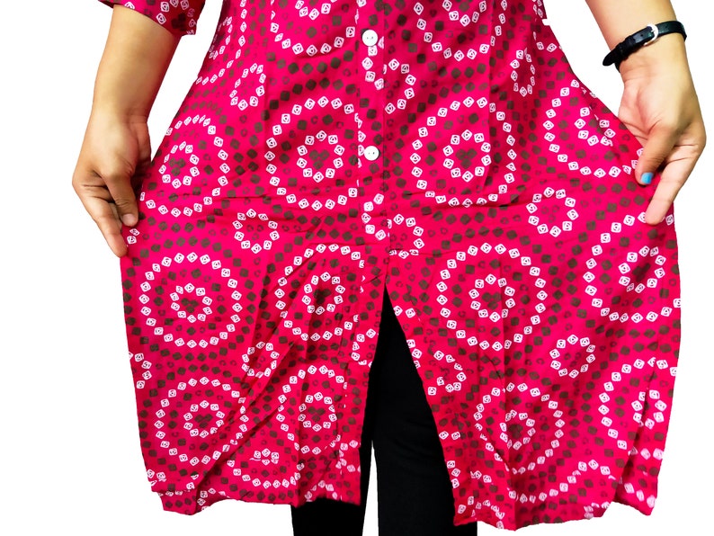 Women/'s Kurti 100/% Cotton Blend Straight Kurti Jaipuri Printed Women/'s Cotton Printed Kurta Pink Rounded print