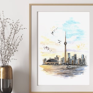 Toronto Skyline Watercolor |  Toronto Canada Cityscape painting | digital copy of my original watercolor painting