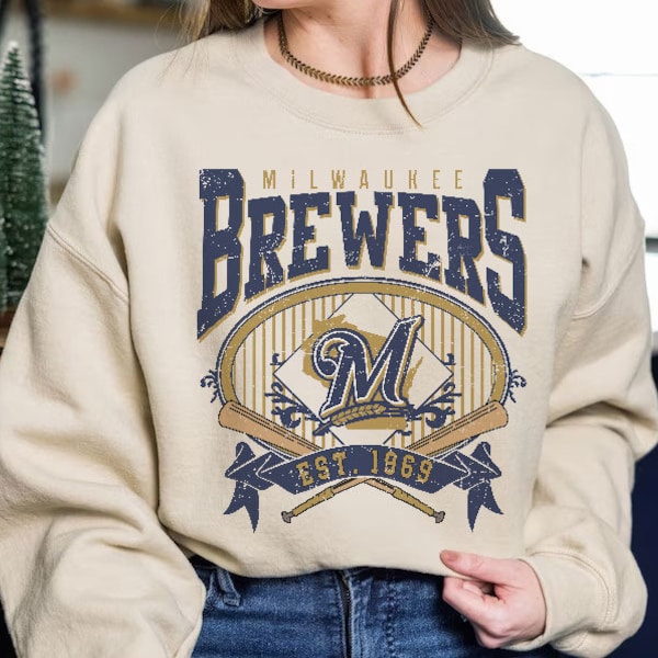 Milwaukee Baseball Sweatshirt | Vintage Style Milwaukee Baseball Crewneck Sweatshirt | Milwaukee EST 1969 Sweatshirt | Game Day