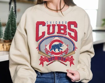 Chicago honkbalsweater | Vintage stijl Chicago honkbal sweatshirt met ronde hals | Chicago EST 1870 sweatshirt | Dag van de wedstrijd
