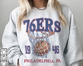 Philadelphia Basketball Vintage Shirt, 76ers 90s Basketball Graphic Tee, Retro For Women And Men Basketball Fan 2609TP