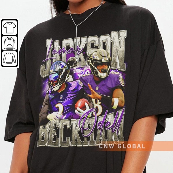 Lamar Jackson OBJ Odell Beckham Jr Baltimore Football Shirt, Ravens Football Shirt Christmas Gift, Football 90s Vintage Fan Gift 1710 PTTH