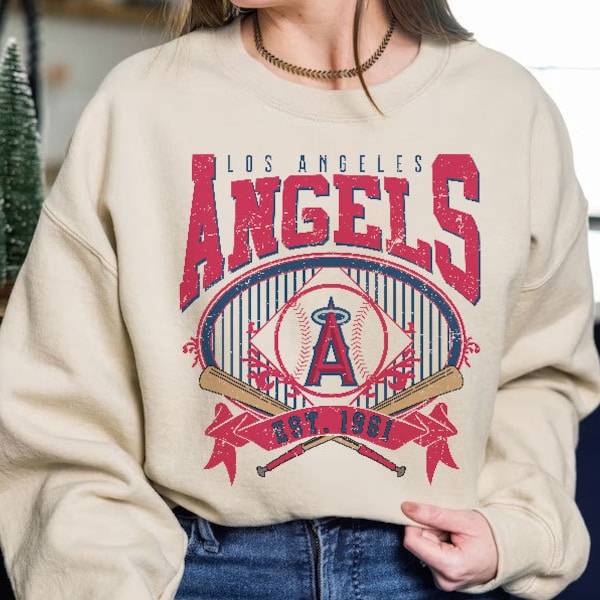 Los Angeles Baseball Sweatshirt | Vintage Style Los Angeles Baseball Crewneck Sweatshirt | Los Angeles EST 1961 Sweatshirt | Game Day