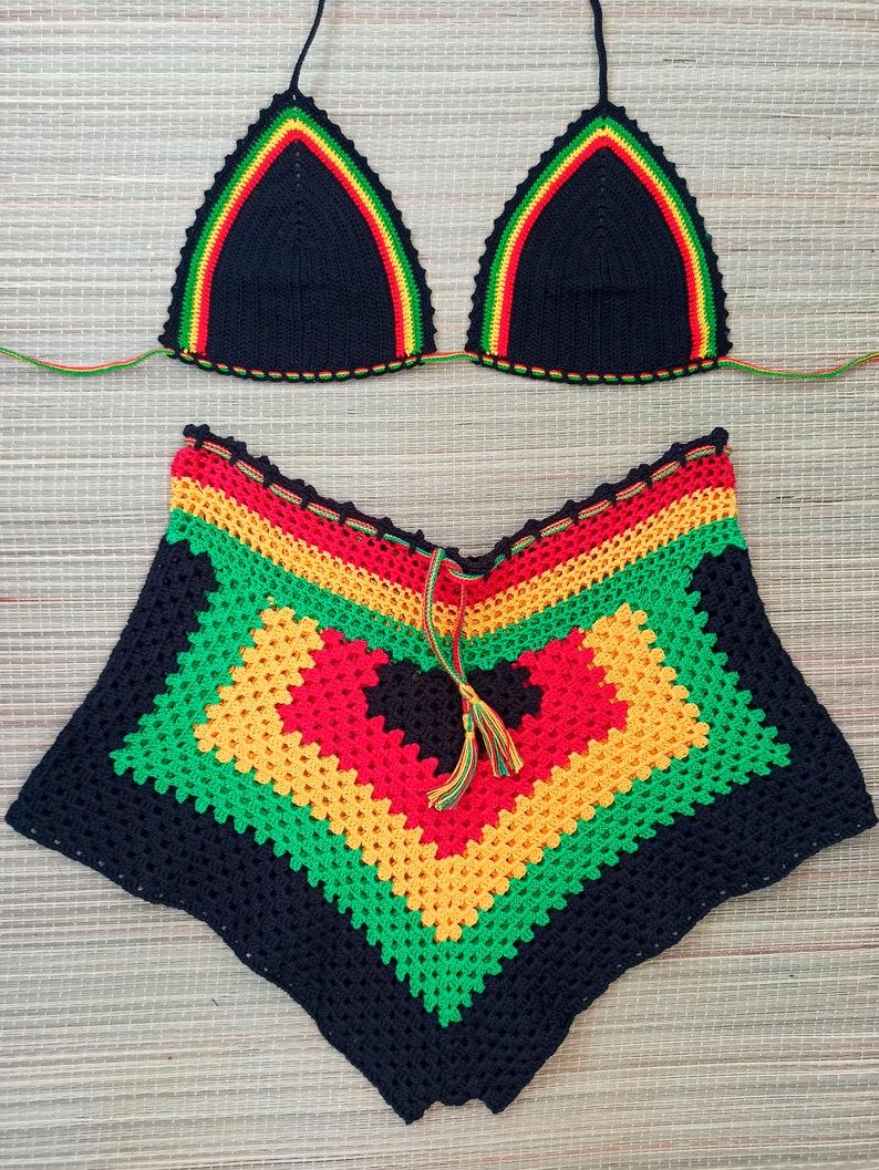 Rasta Crochet Top Rasta Shorts Crochet Shorts High Waist | Etsy