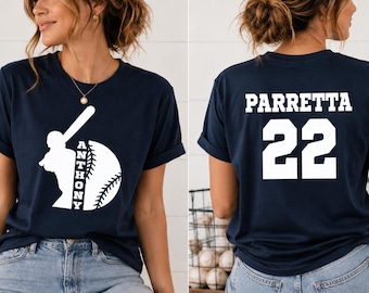 Personalized Baseball Shirt, Custom Name Number Tee, Baseball Mom Shirt, Custom Player Silhouette T-Shirt, Team Sports Shirt
