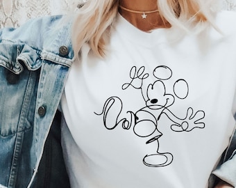 Mickey Outline Shirt, Retro Disney Vacation Tee