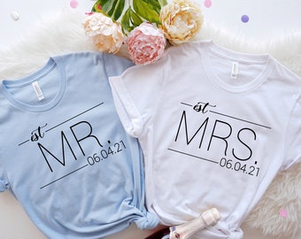 Mr. and Mrs T-Shirt, Wife Shirt, Bride and Groom Shirt, Couple Matching Shirt, Anniversary T Shirt, Engagement Shirt,