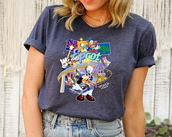 Vintage Disney Epcot 1982 Shirt, Mickey and Friends Family Trip Tee
