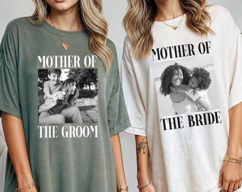 Mother of Bride Groom Photo Shirt, Wedding Party Gift, Custom Photo Apparel